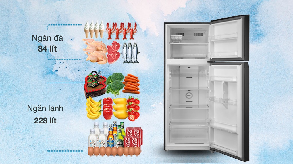 Tủ Lạnh Toshiba Inverter 312 Lít GR-RT416WE-PMV(58)-MM - ngăn đá và ngăn lạnh